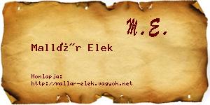 Mallár Elek névjegykártya
